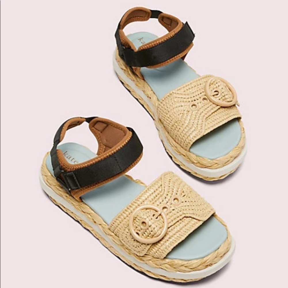 Kate Spade Raffia Platform Sandals Size 8 NWOB